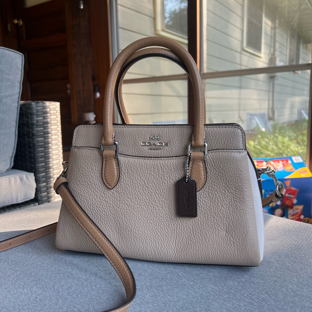 Coach Tan and Cream Leather Satchel